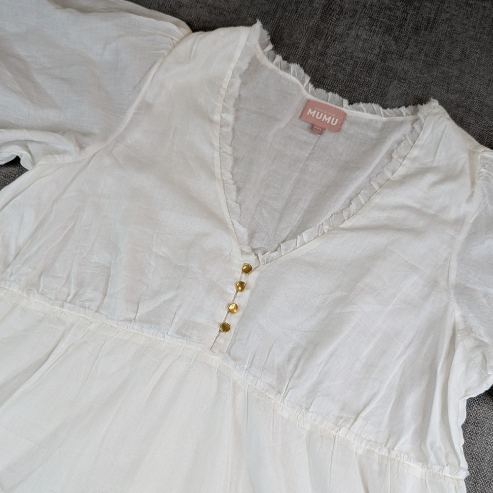 Show Me Your Mumu Mini Dress Womens XXL White Alyssa Tiered Cotton Voile Boho